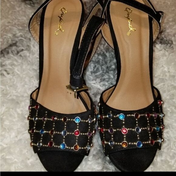 BRAND NEW QUPID JEWEL HIGH HEEL STILETTOS ADJUSTABLE ANKLE STRAP OPEN TOE SANDAL - Picture 4 of 16